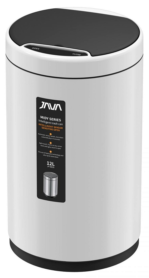 Мусорное ведро Java S-882-12W сенсорное 12 л белое