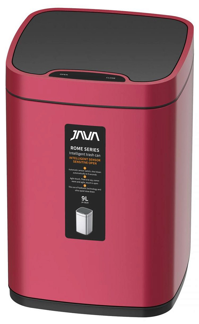 Мусорное ведро Java S-883-9R сенсорное квадратное 9 л малиновое