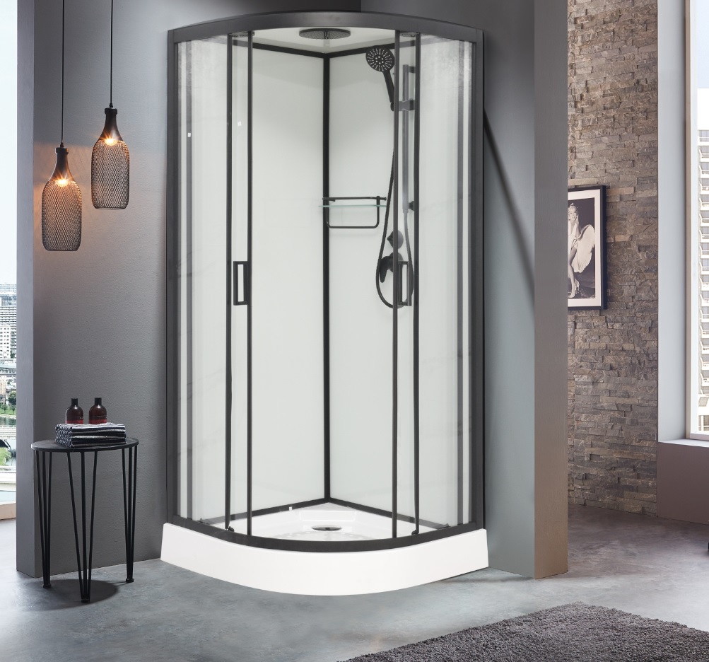 Душевая кабина Frank F409 Black 90x90x210 см, профиль черный, стекло прозрачное