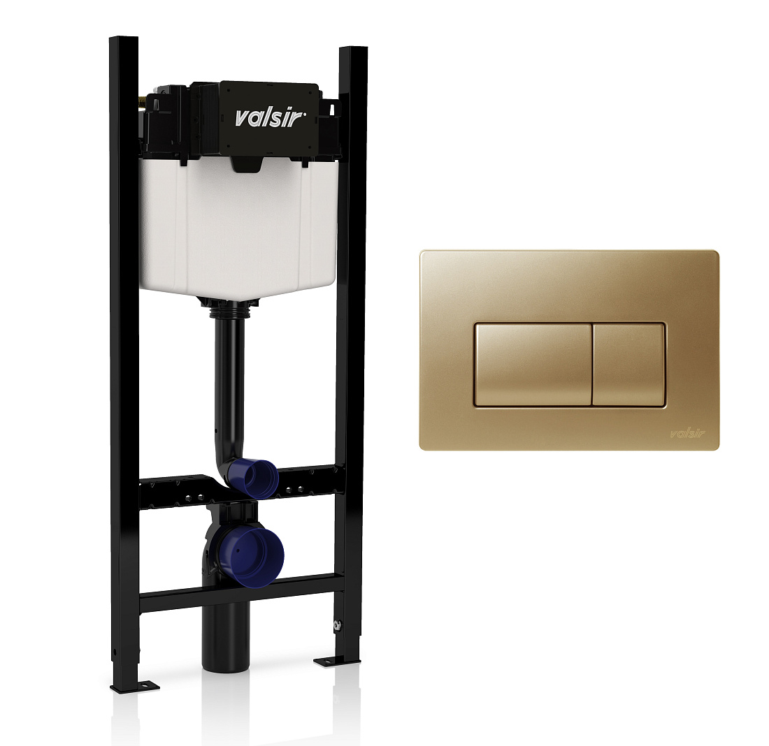 Инсталляция для унитазов Valsir Winner S VS0853202 + кнопка VS0871340 золото матовое