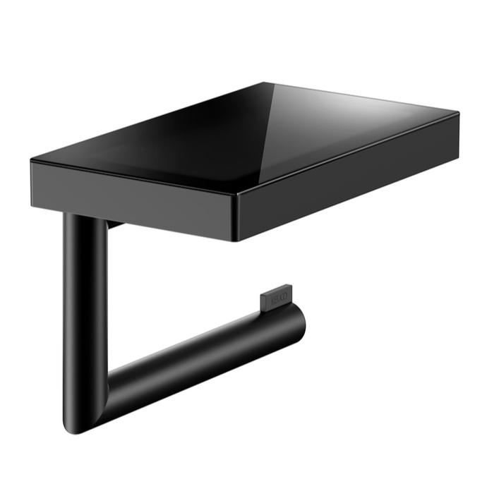 Держатель туалетной бумаги Keuco Collection Reva 12873 с полкой черный матовый