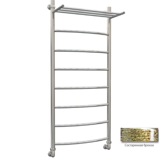 Водяной полотенцесушитель Акванерж Дуга с полкой 120х50 бронза