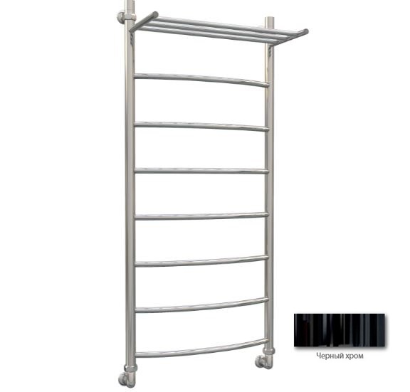 Водяной полотенцесушитель Акванерж Дуга с полкой 120х50 черный