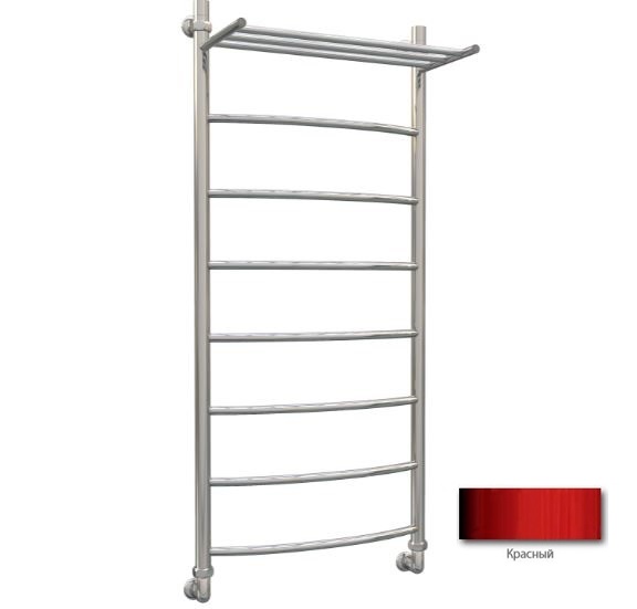 Водяной полотенцесушитель Акванерж Дуга с полкой 120х50 красный