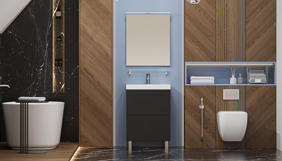 Мебель для ванной Velvex Edge 60.2Y напольная, графит