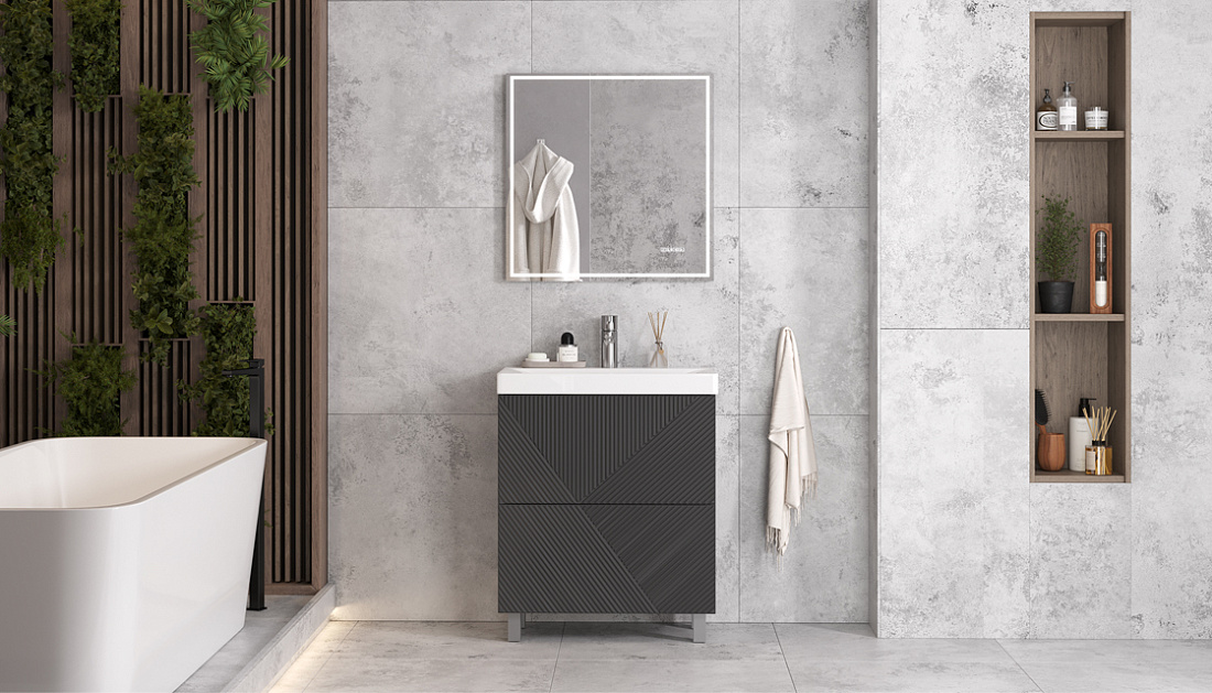 Мебель для ванной Velvex Edge 70.2Y напольная, графит