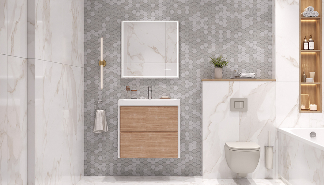 Мебель для ванной Velvex Gesso 70.2Y белая/дуб сонома