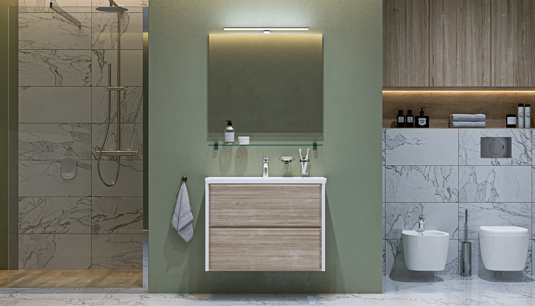 Мебель для ванной Velvex Gesso 80.2Y белая/дуб сонома