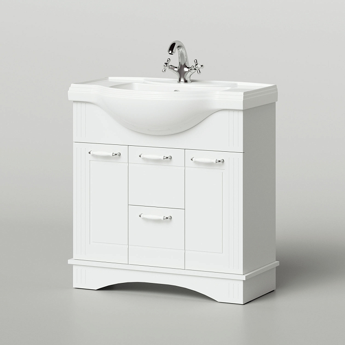 Тумба с раковиной Итана Soul 80 белый глянец, напольная