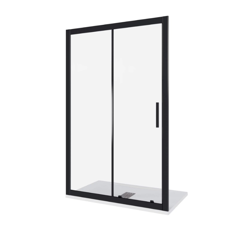 Душевая дверь в нишу Good Door Cofe WTW-120-C-B с черным профилем