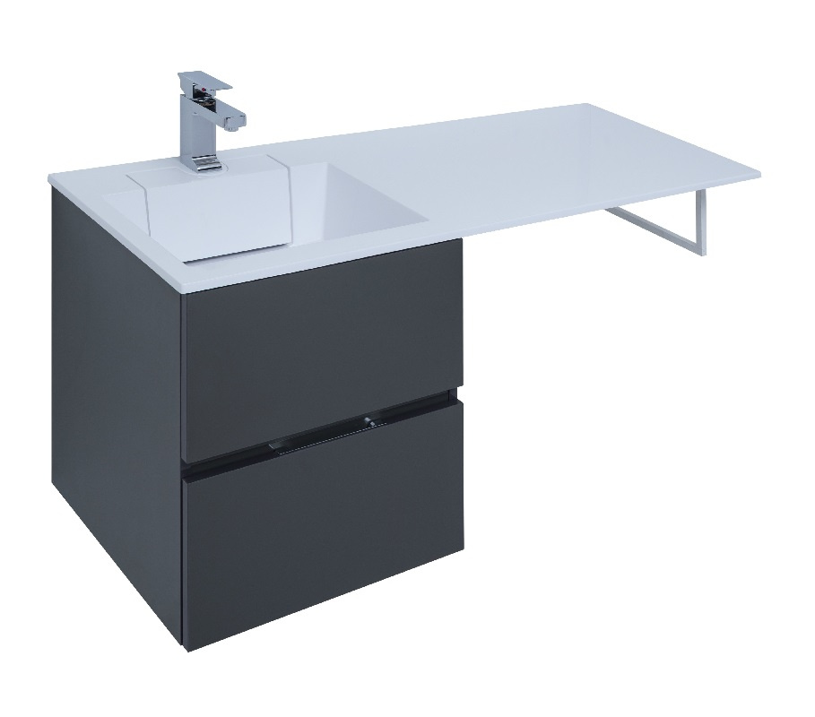 Тумба с раковиной Aquanet Алвита 120 L серый антрацит