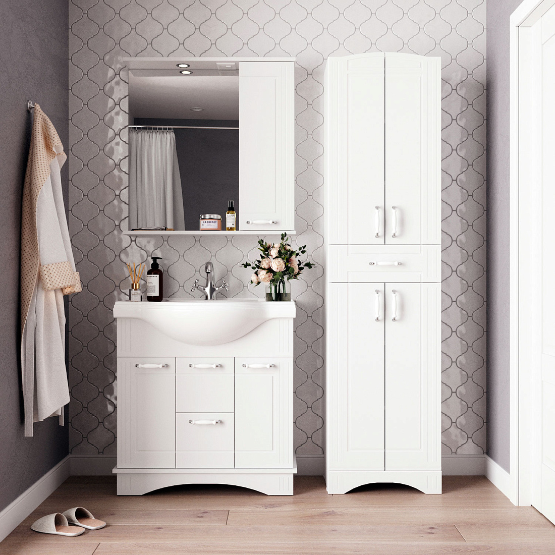 Мебель для ванной Итана Soul 80 белый глянец, напольная