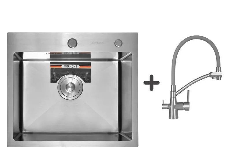 Комплект Мойка кухонная Gerhans K35044 + Смеситель Gerhans K4855A-9