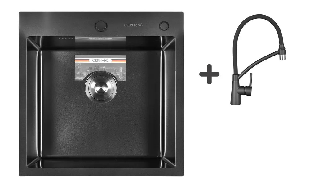 Комплект Мойка кухонная Gerhans K35044B + Смеситель Gerhans K4399U-12
