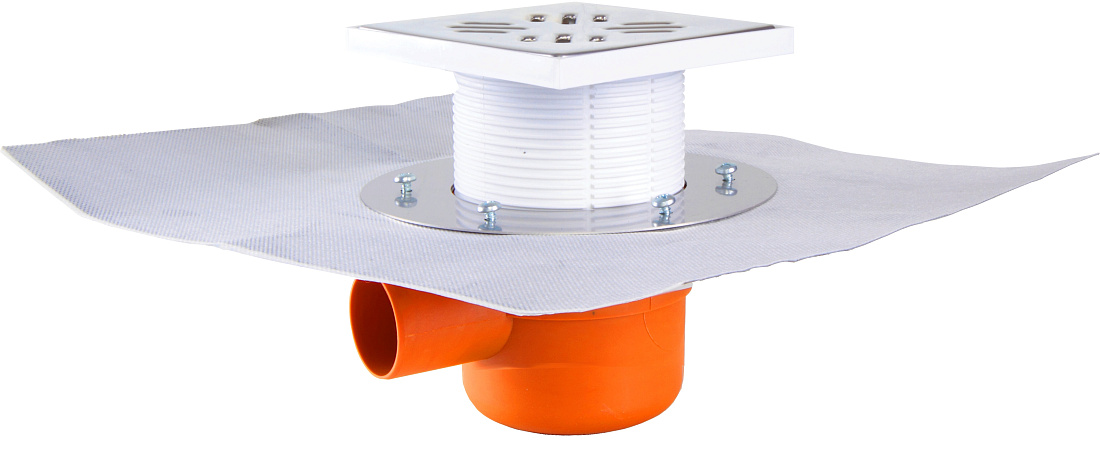 Душевой трап Styron STY-651-2 с боковой подводкой 80 мм с низким воротником, горловиной и решеткой