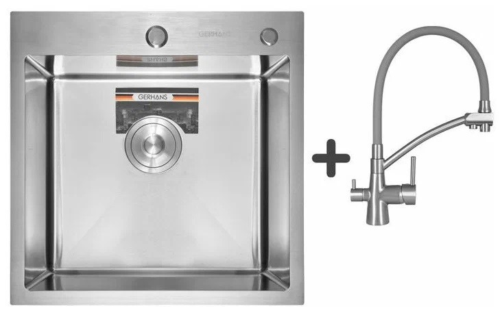Комплект Мойка кухонная Gerhans K35050 + Смеситель Gerhans K4855A-9