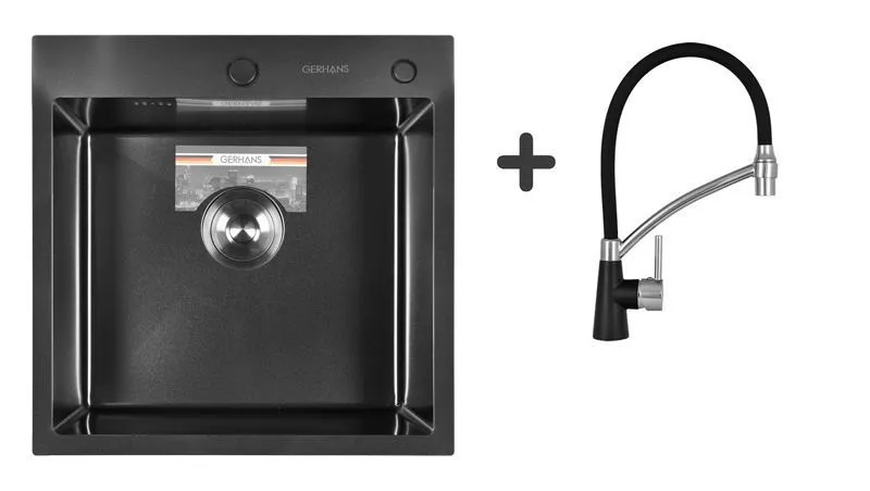 Комплект Мойка кухонная Gerhans K35050B + Смеситель Gerhans K4399B-2