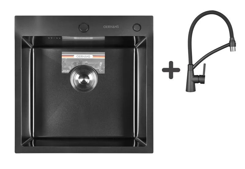 Комплект Мойка кухонная Gerhans K35050B + Смеситель Gerhans K4399U-12