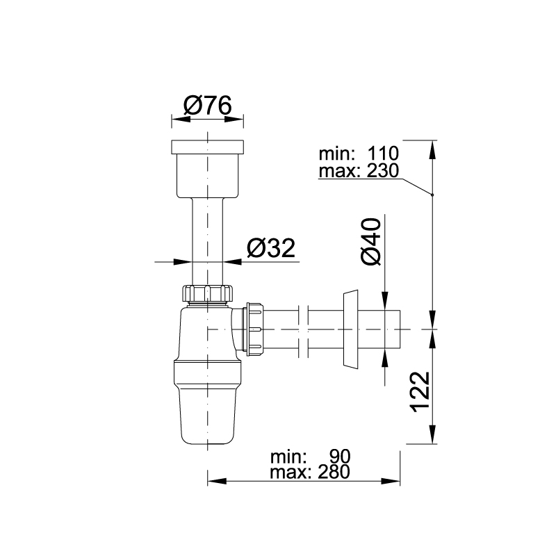 Сифон для писсуара Styron STY-535-E-40