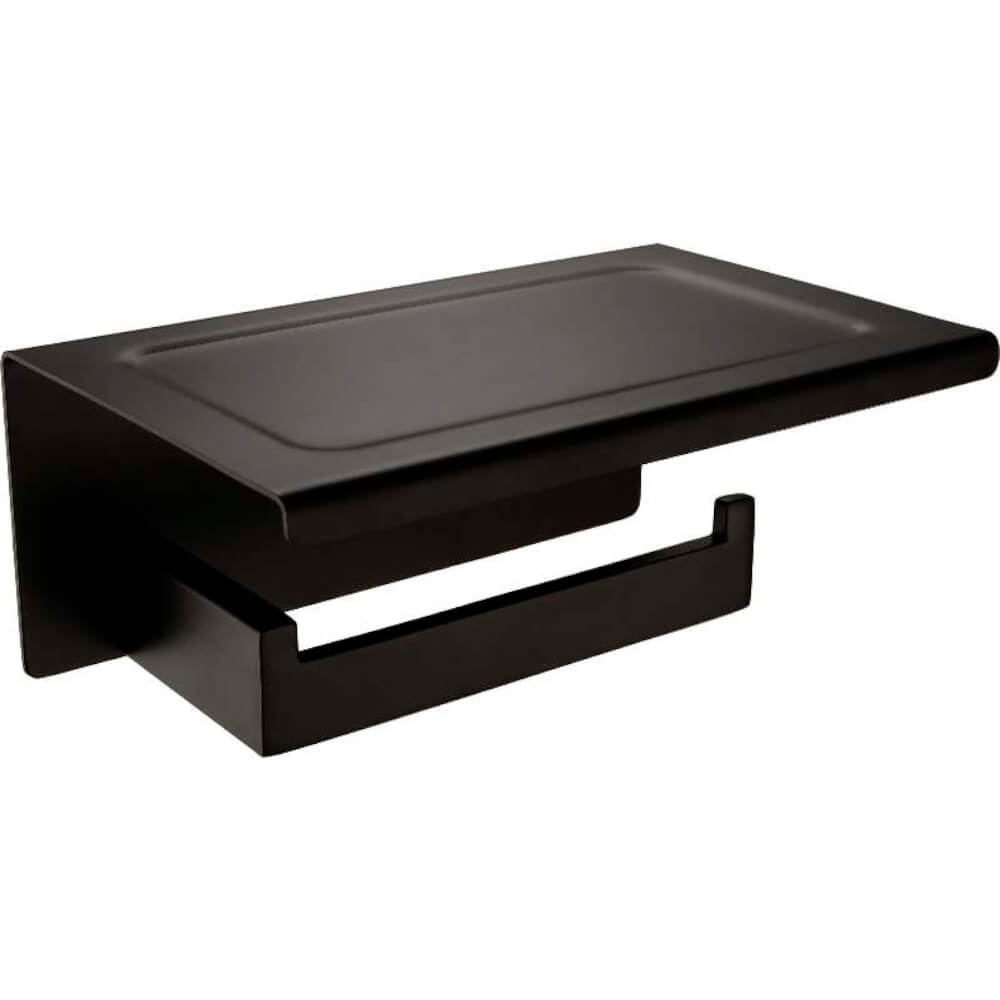 Держатель туалетной бумаги Orans 7205P00 с полкой, черный матовый