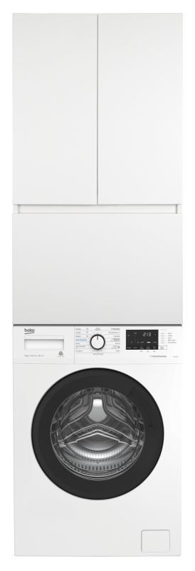 Шкаф Misty Амур 60 над стиральной машиной, с бельевой корзиной, белый