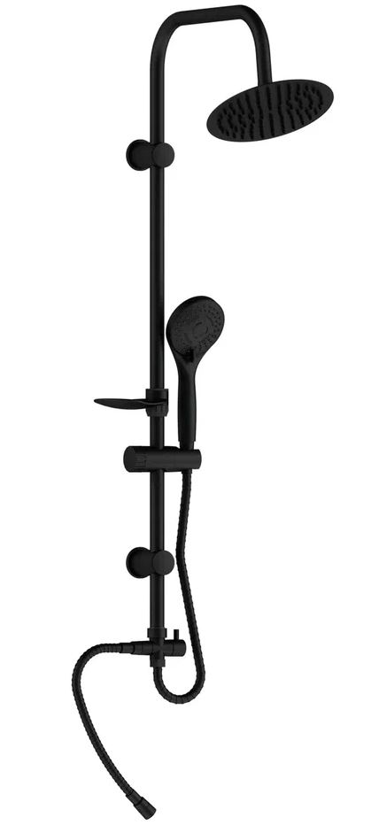 Душевая стойка GPD DST19-2-S с круглым верхним душем черная матовая