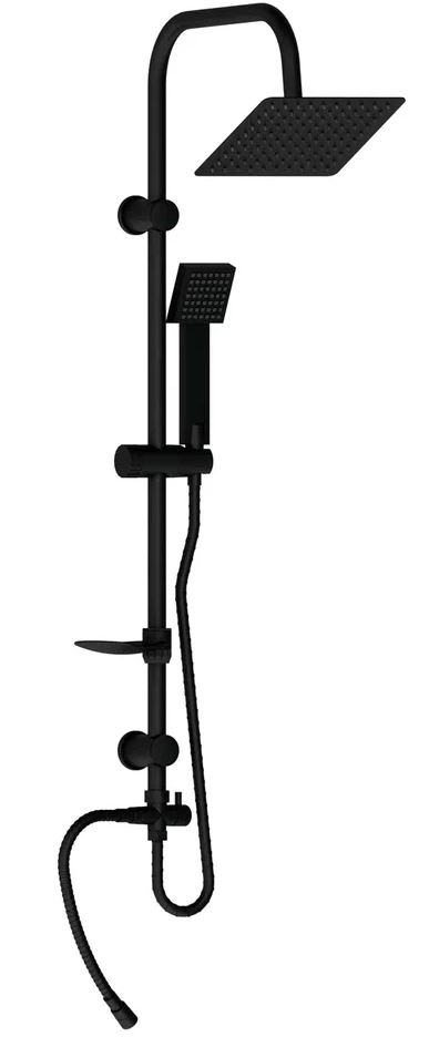 Душевая стойка GPD DST19-3-S с квадратным верхним душем черная матовая