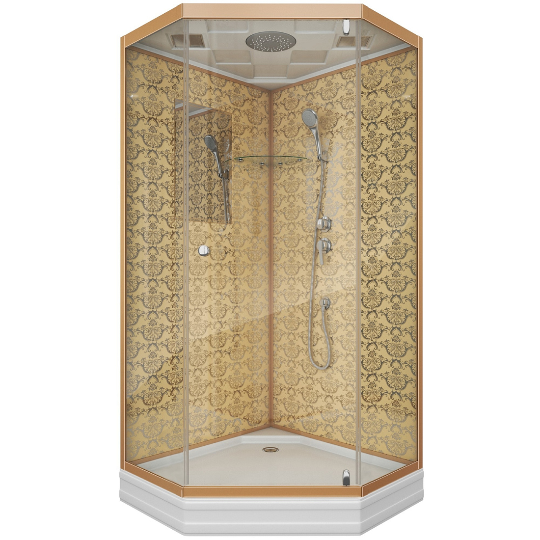 Душевая кабина Niagara Luxe 7702DG 100x100x210 см, профиль золото, стекло прозрачное