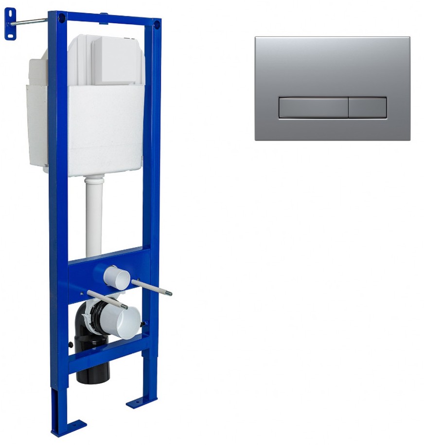 Инсталляция Berges Wasserhaus Atom Line 410 для унитаза, с кнопкой смыва хром матовый 040344