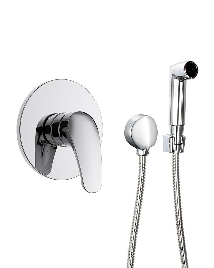 Смеситель OneLife P01-888cr встраиваемый с гигиеническим душем, хром