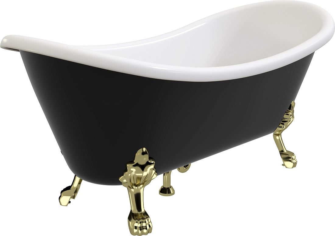 Акриловая ванна Artemis Cloe 180x75 черная, ножки золото