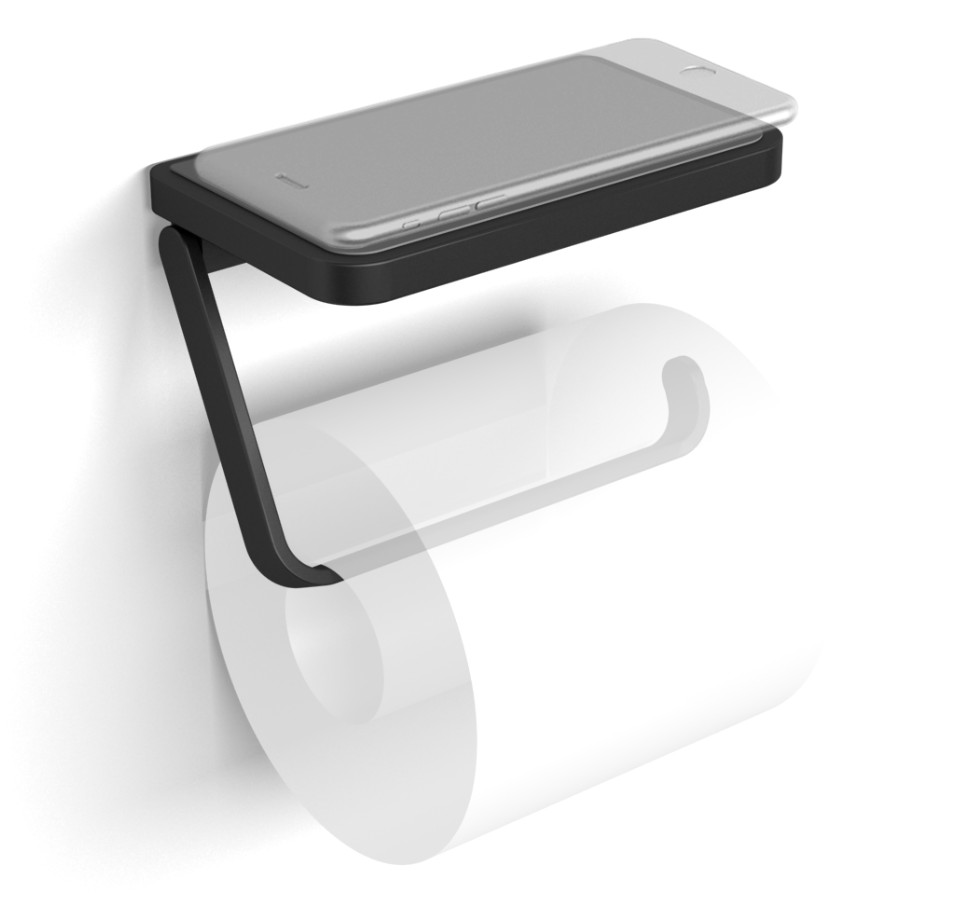 Держатель туалетной бумаги Langberger Black Edition 35041D-BP с полкой