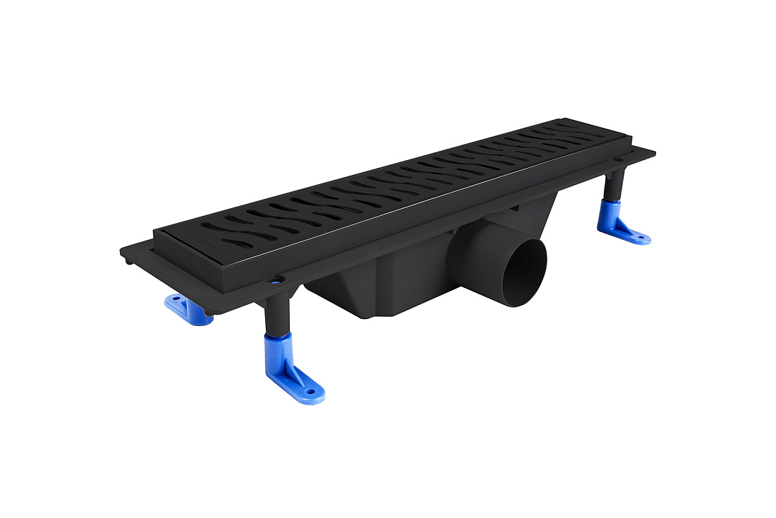 Душевой трап Styron STY-H-40-FF линейный с решеткой, гидрозатвором и горизонтальным выпуском 50мм