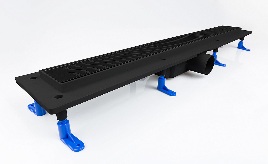 Душевой трап Styron STY-H-80-FF линейный с решеткой, гидрозатвором и горизонтальным выпуском 50мм