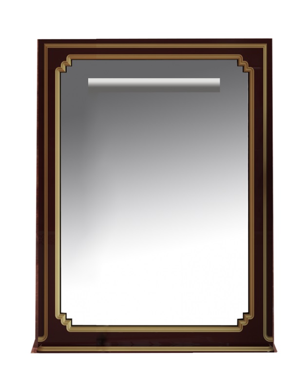 Зеркало Misty Praga 75 с подсветкой, с полочкой, бордо/патина
