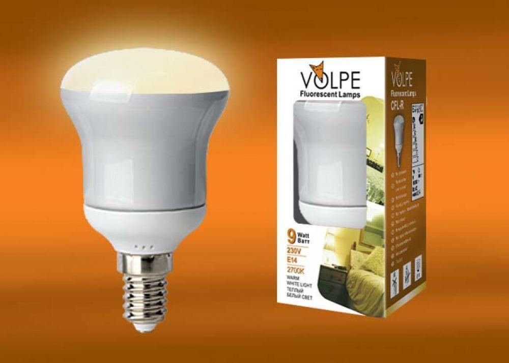 Лампа энергосберегающая Volpe CFL-R 50 220-240V 9W E14 2700K 02979