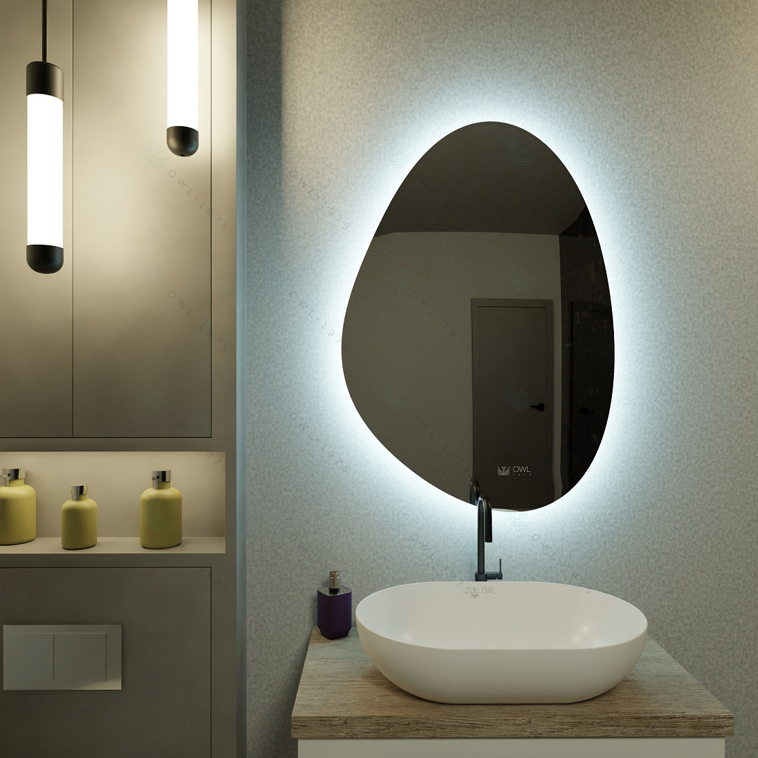 Зеркало Owl 1975 Ark V LED 100х70 треугольное, капелька