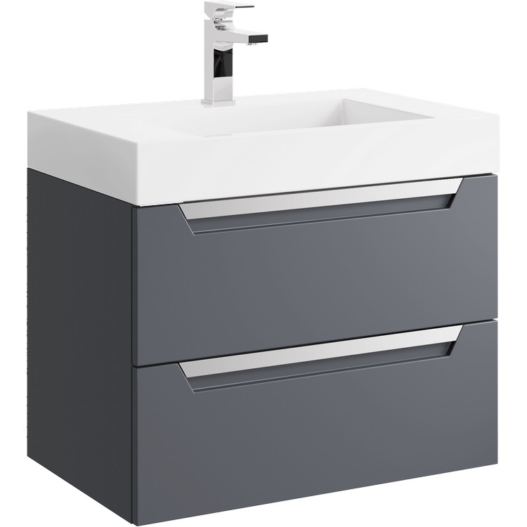 Тумба с раковиной Aqwella Cube 70 подвесная, серый матовый