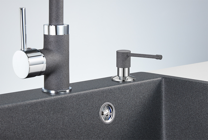 Дозатор Granula 05 D для жидкого мыла встроенный, графит (черно-серый)