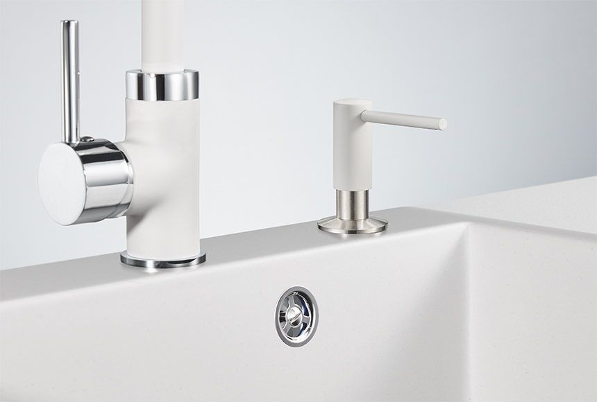 Дозатор Granula 018 D для жидкого мыла встроенный, арктик (белый)