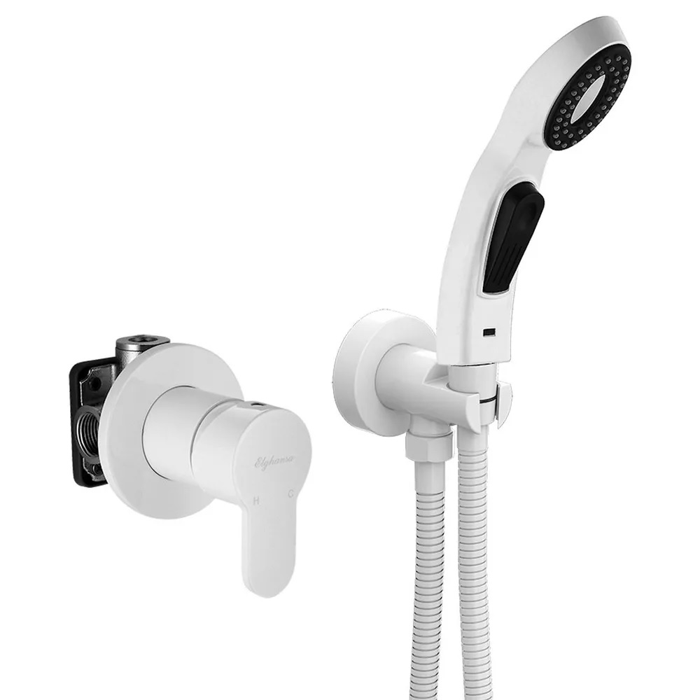 Гигиенический душ Elghansa Dynamic 34R1083-White (Set-107) со смесителем, белый