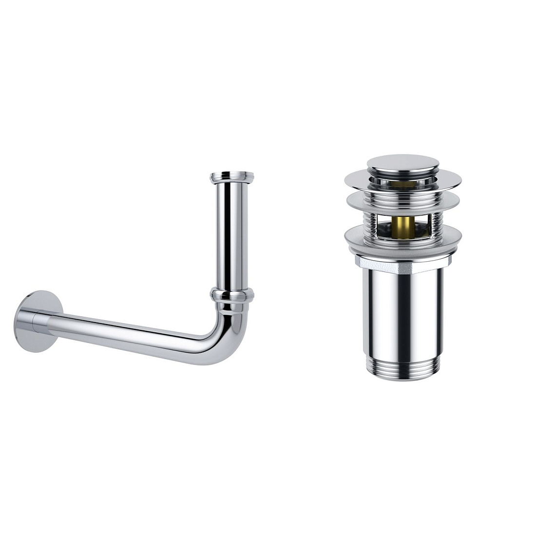 Акционный набор 2 в 1 Wellsee Drainage System 182101001, сифон для раковины, донный клапан, хром