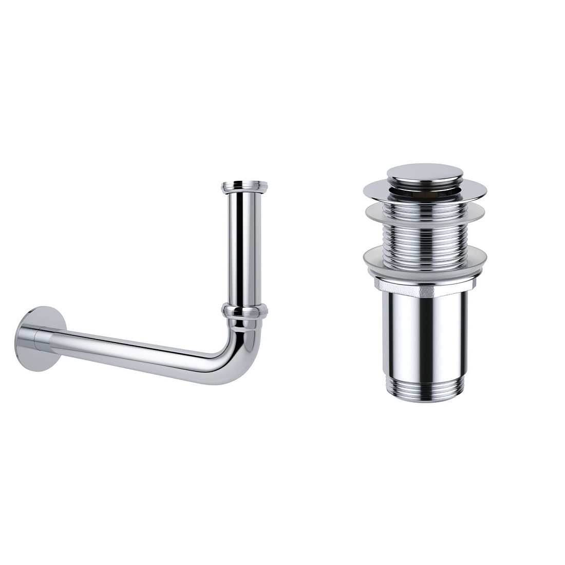 Акционный набор 2 в 1 Wellsee Drainage System 182101002, сифон для раковины, донный клапан, хром