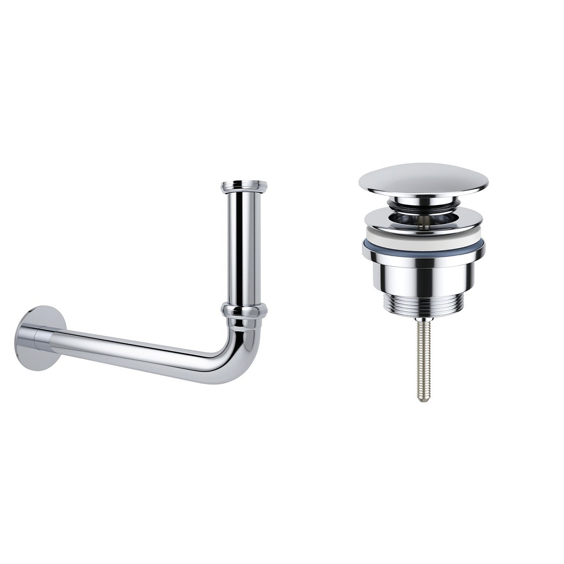 Акционный набор 2 в 1 Wellsee Drainage System 182101003, сифон для раковины, донный клапан, хром