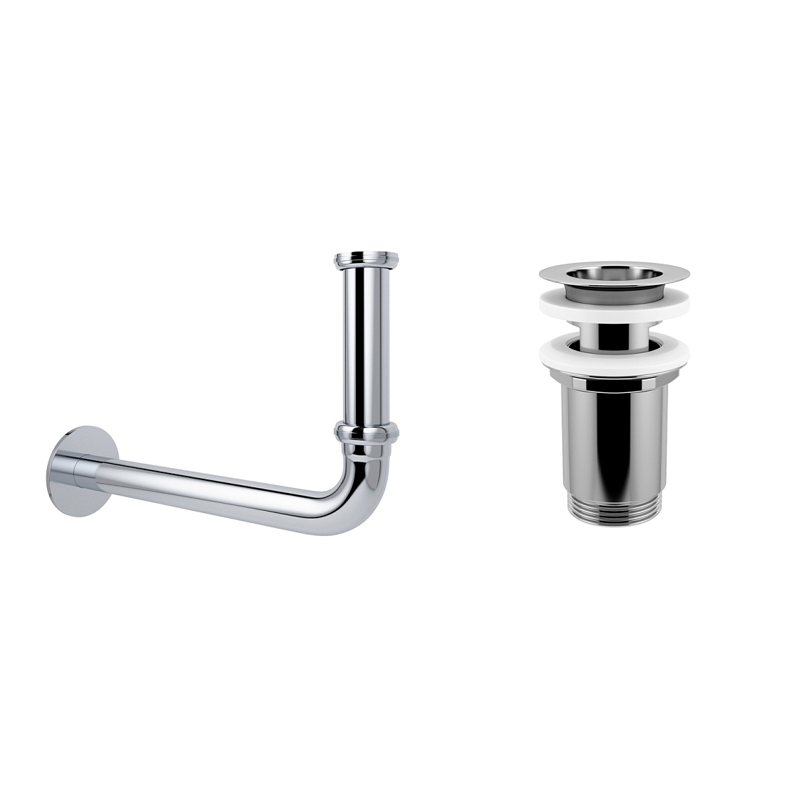 Акционный набор 2 в 1 Wellsee Drainage System 182101004, сифон, выпуск для раковины, хром