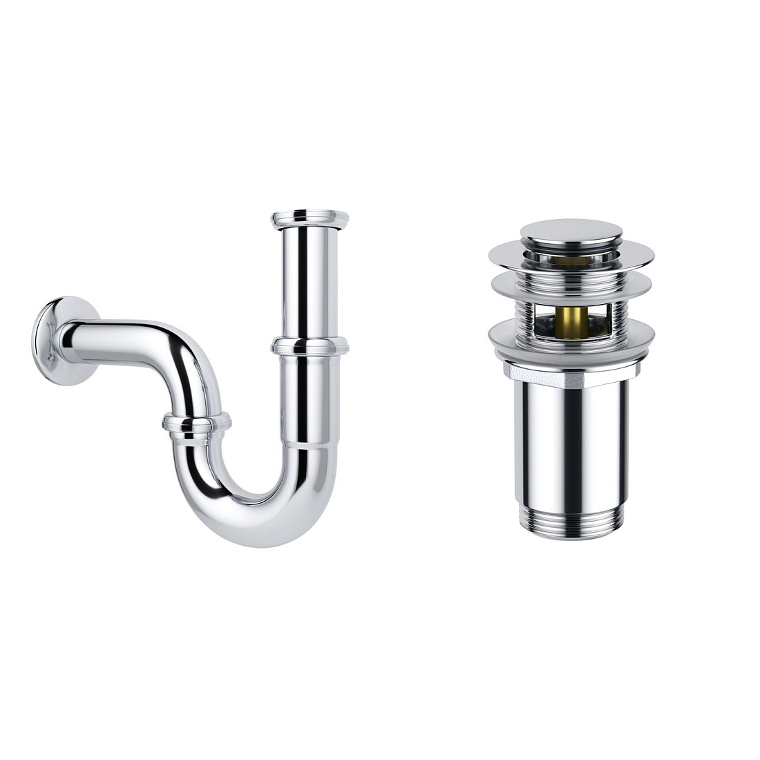 Акционный набор 2 в 1 Wellsee Drainage System 182102001, сифон для раковины, донный клапан, хром