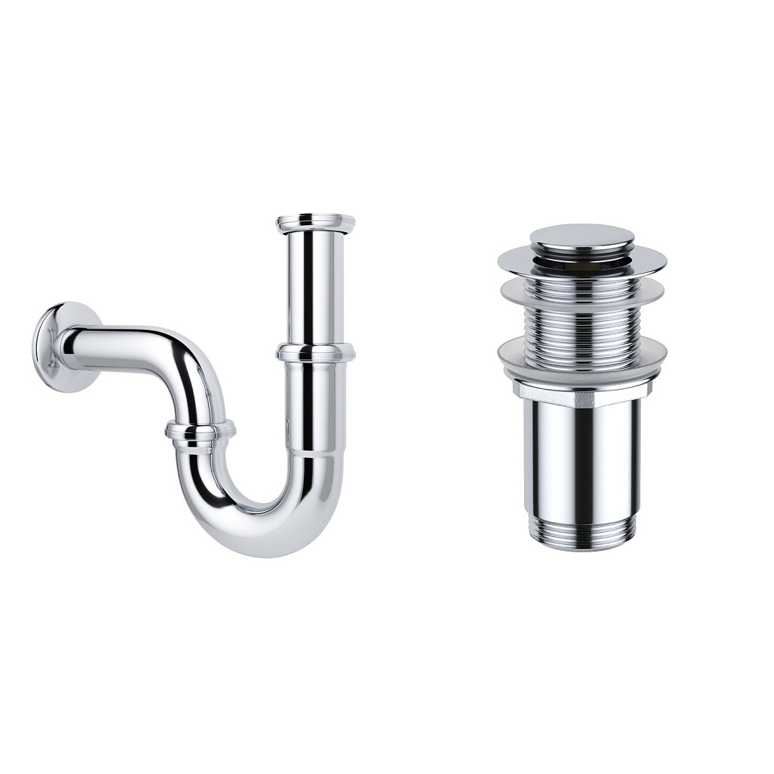 Акционный набор 2 в 1 Wellsee Drainage System 182102002, сифон для раковины, донный клапан, хром