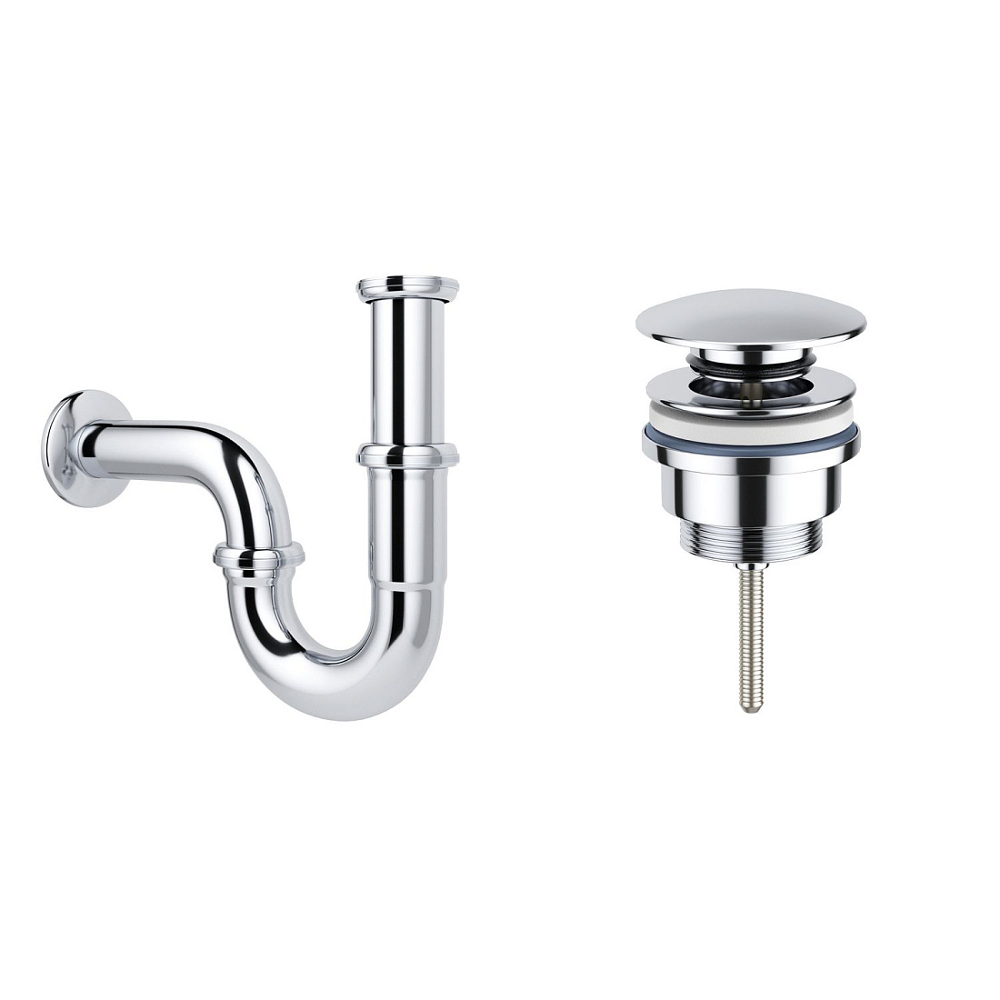 Акционный набор 2 в 1 Wellsee Drainage System 182102003, сифон для раковины, донный клапан, хром