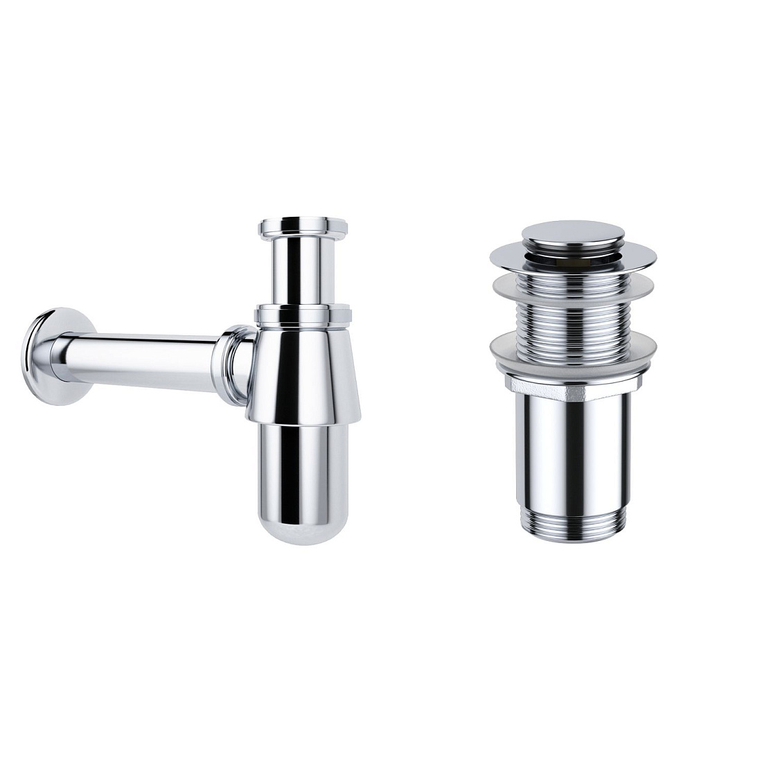 Акционный набор 2 в 1 Wellsee Drainage System 182103002, сифон для раковины, донный клапан, хром