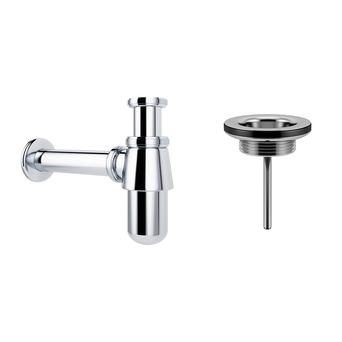 Акционный набор 2 в 1 Wellsee Drainage System 182103005, сифон, выпуск для раковины, хром